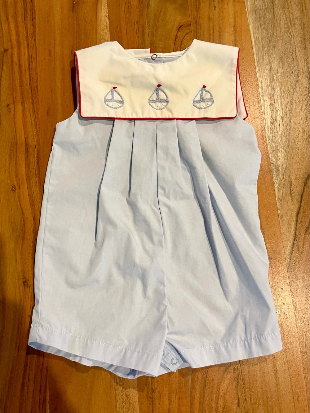 Baby Boy Light Blue Sailboat Romper